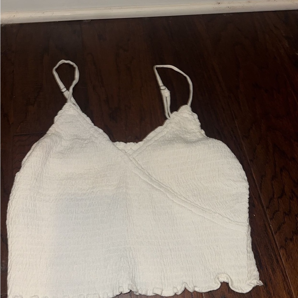 White Textured Crop Top